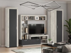 Модульная гостиная Ангара (Миф) Графит/Крафт Белый